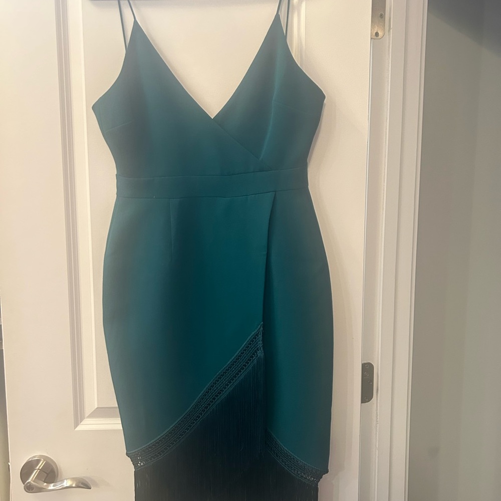 Nicholas Lagoon Crepe fringe dress (US size4/UK 8)